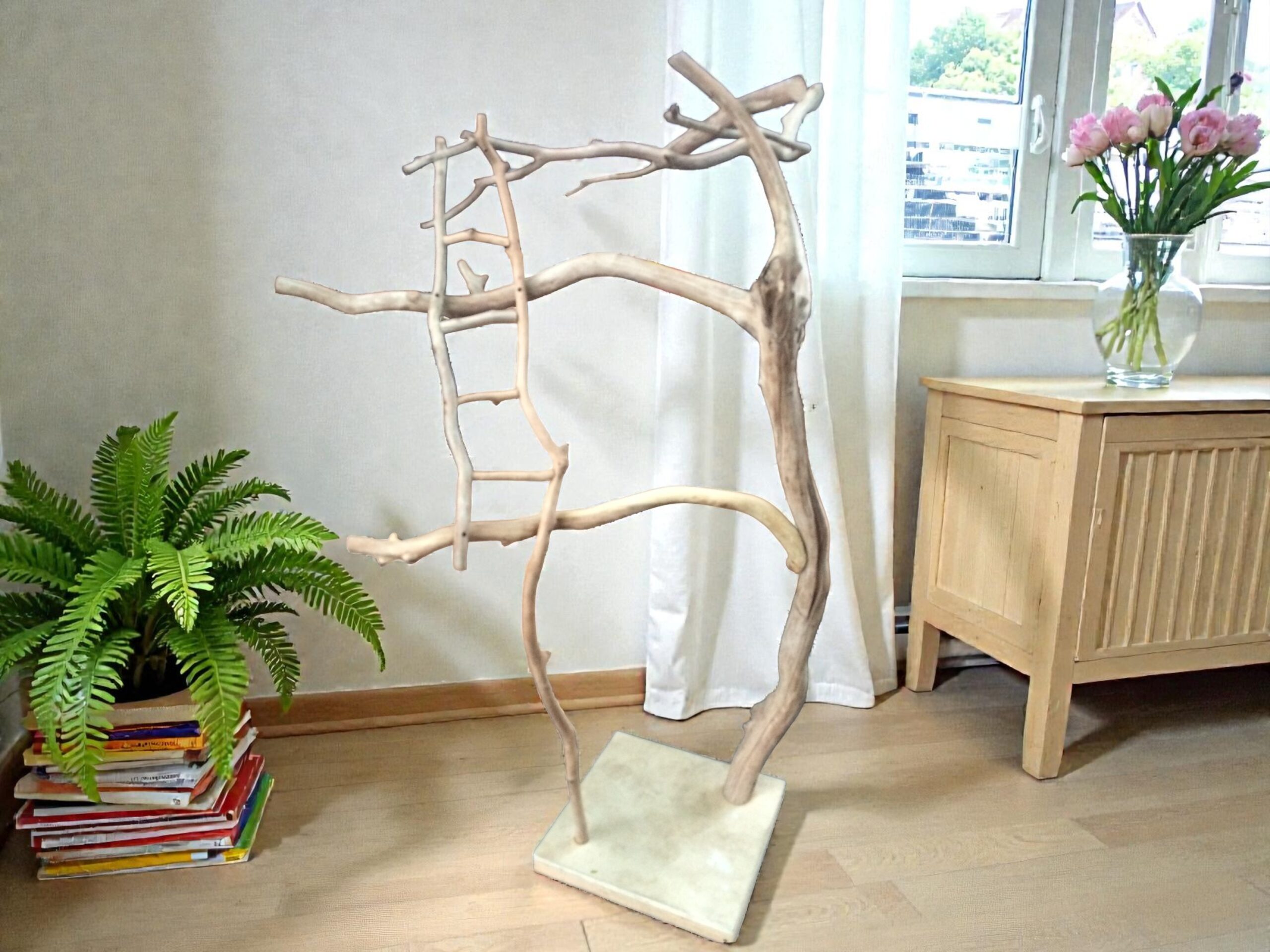 HFFN handcrafted parrot tree stand